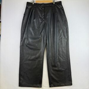 Abercrombie & Fitch Vegan Leather Wide Leg Pants Womens XL Black Ultra High Rise